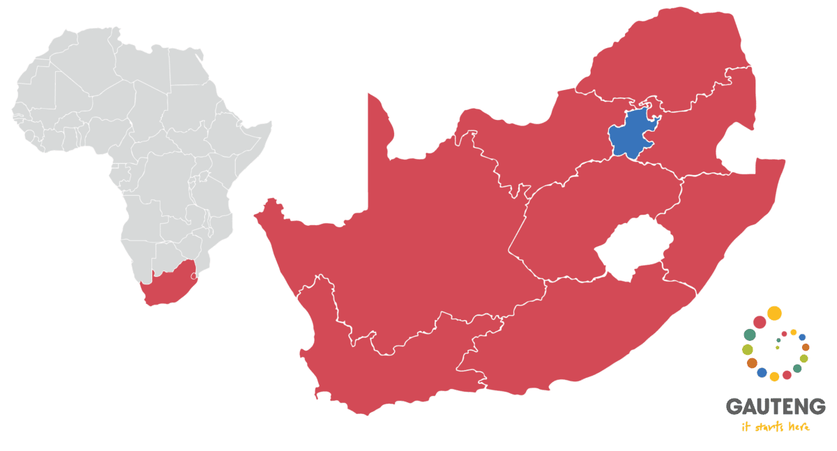 Map showing Gauteng's position within South Africa