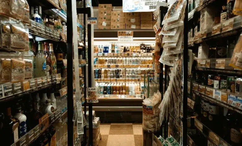 Grocery aisle in a shop