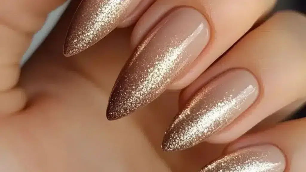 Gold glitter ombre nails