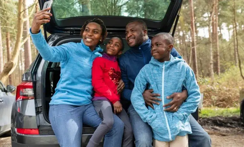 Family in a car