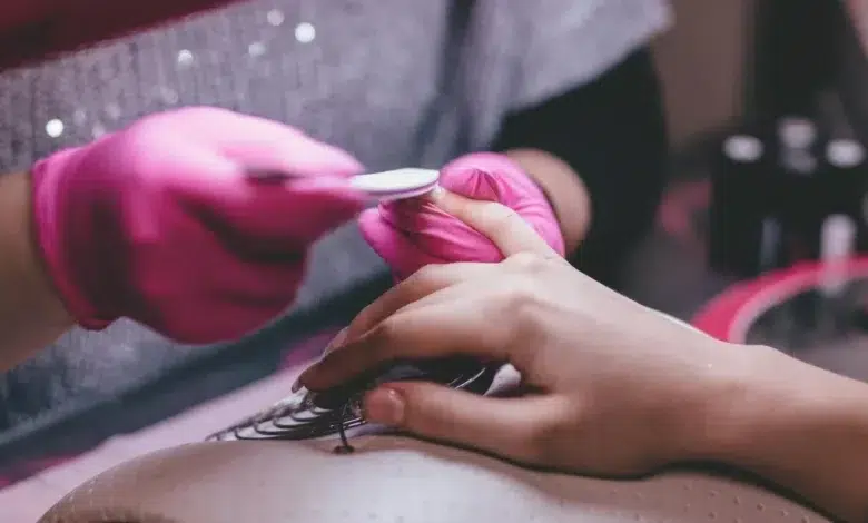 Lady getting manicure