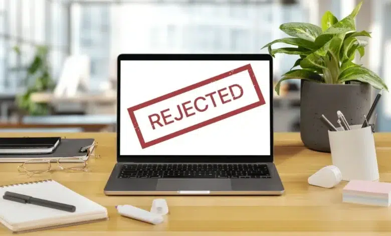 Rejected stamp on laptop screen
