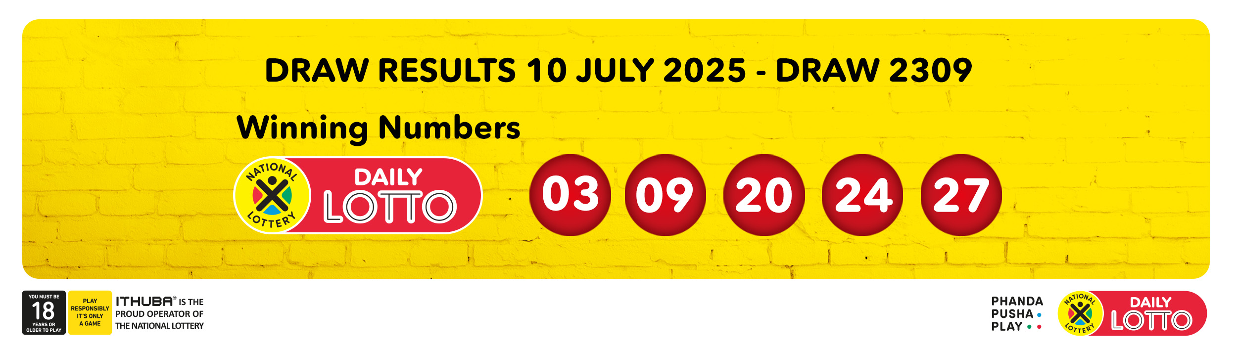 Ithuba Daily Lotto Results for 10/07/2025