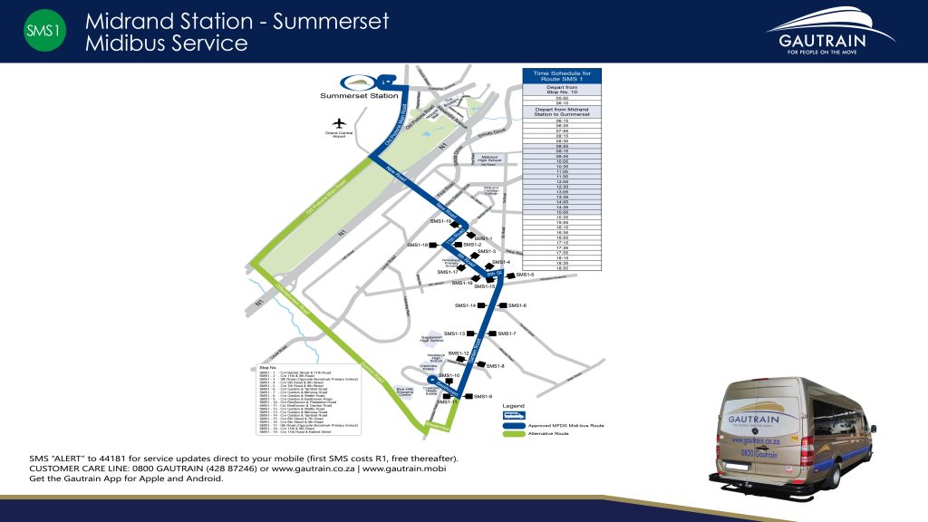 Summerset Gautrain MidiBus Route - Midrand Station