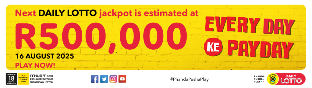 Ithuba Daily Lotto Jackpot for Saturday, 16 August 2025