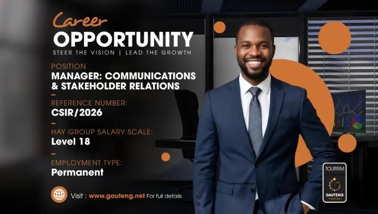 Gauteng Tourism Authority Vacancies 2026: Communications Manager Job Open for Applications Gauteng Tourism Authority Vacancies 2026: Communications Manager Job Open for Applications