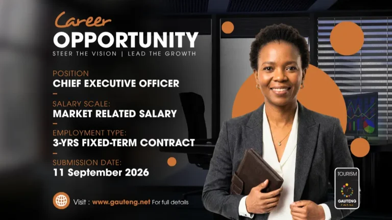 Gauteng Tourism Authority CEO Vacancy 2026: Applications Close 11 September Gauteng Tourism Authority CEO Vacancy 2026: Applications Close 11 September