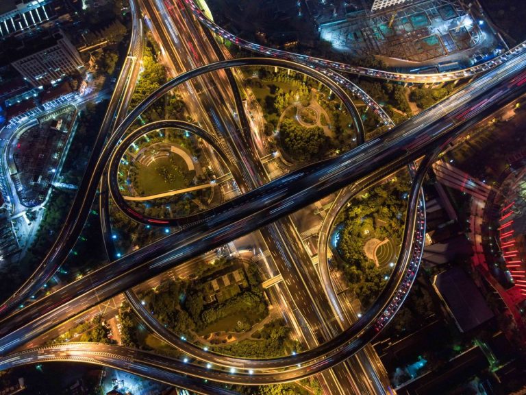 New Taxi Rank in Tshwane Boosts Order and Safety in the Inner City Aerial view of highway interchanges at night