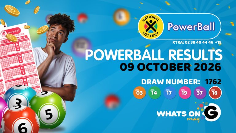 PowerBall and PowerBall Xtra Results Friday, 09 October 2026 Draw 1762