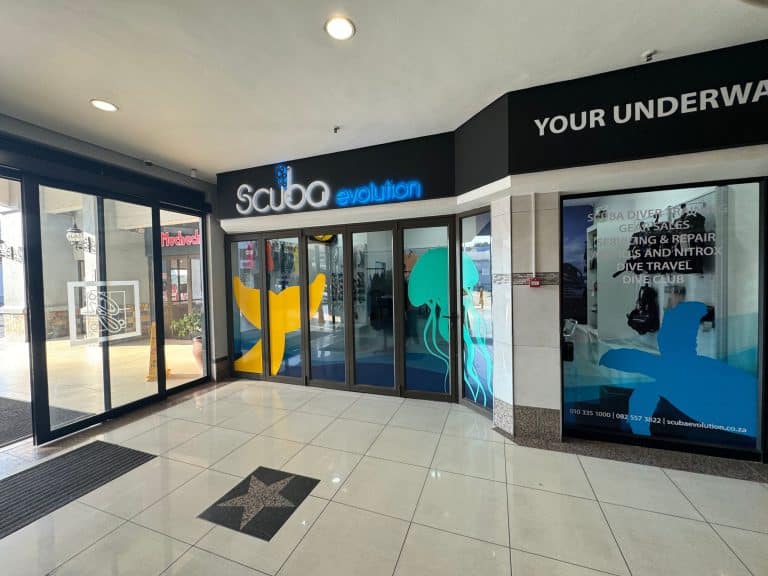 Scuba Evolution shop front at Glenvista Shopping Centre